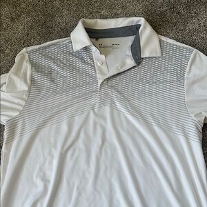 Under Armour Men's White and Gray Polo Shirt
